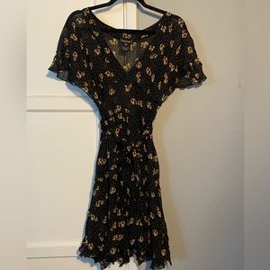 Vintage 2003 Bebé Sheer Black Dress w/ Cat Pattern Large Cottagecore